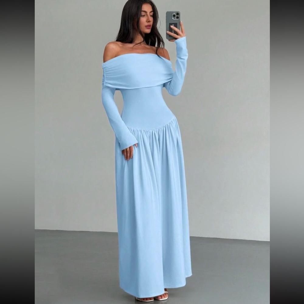 Baby blue low waist dress